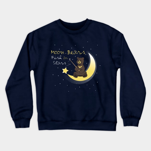 Moon Bears Fish for Stars Crewneck Sweatshirt by LittleBearArt